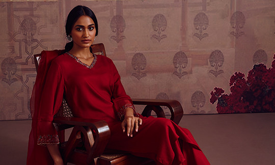 Ancestry Red Kurti Cotton Kurti