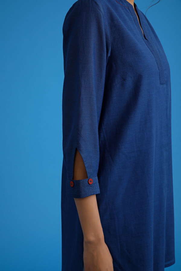 Buy Deep Blue Kurta With Pockets | Ladies Kurta Online : Ancestry