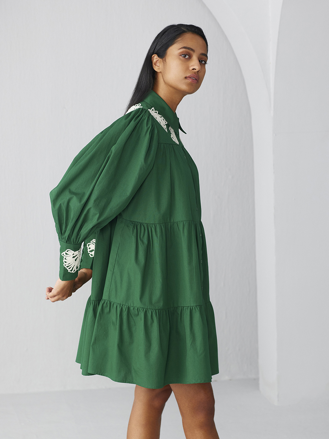 Buy Shirt Collar Tiered Dress | Latest Dresses for Women Online : Ancestry