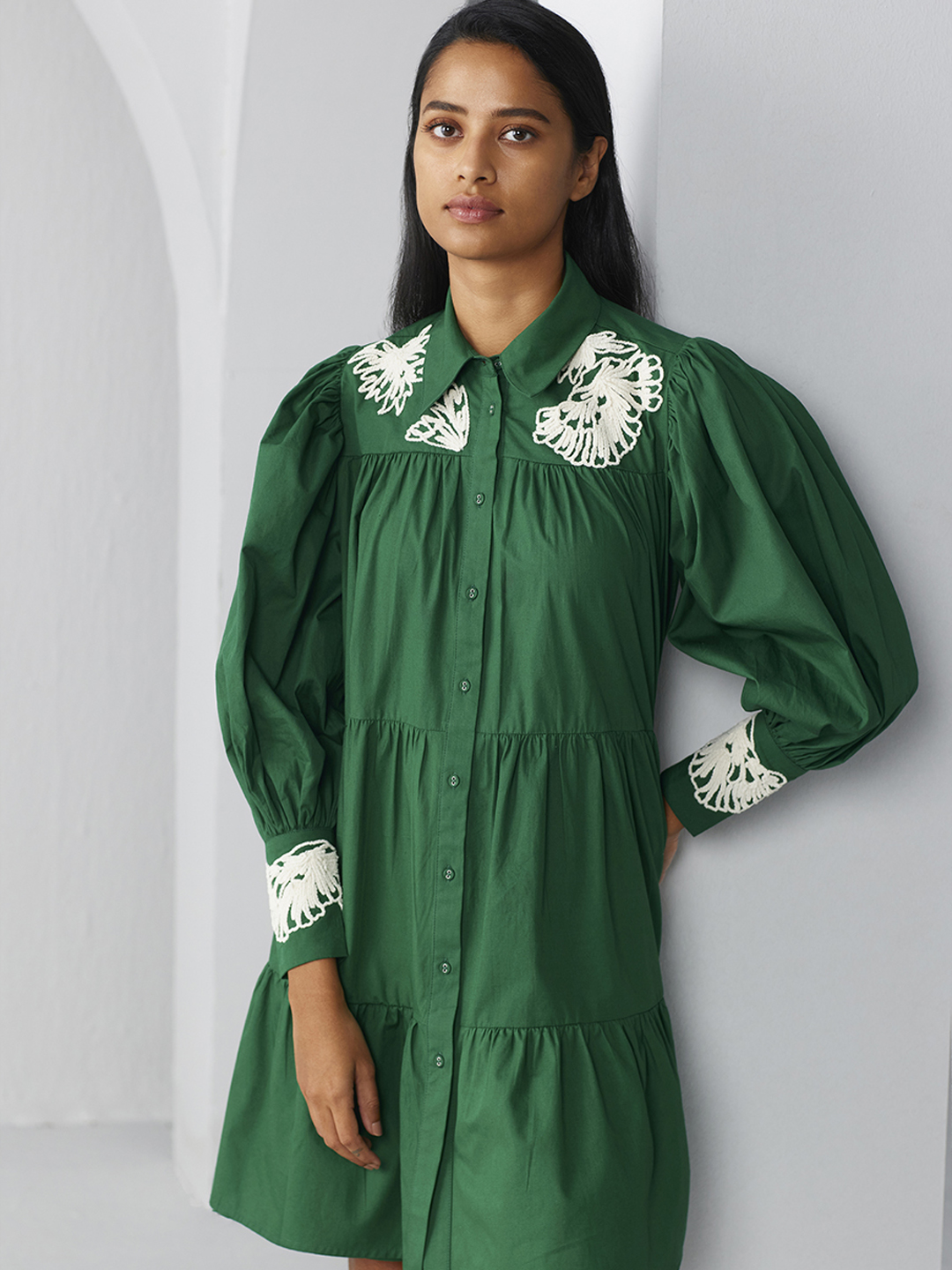 Buy Shirt Collar Tiered Dress | Latest Dresses for Women Online : Ancestry