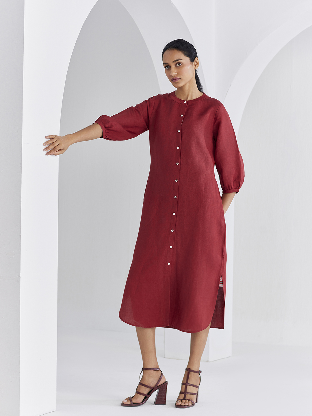 Buy Button Down Linen Dress | Latest Dresses for Women Online : Ancestry