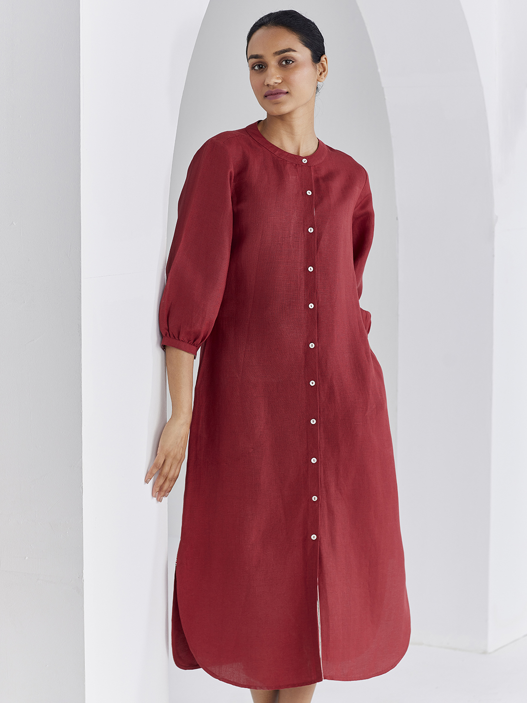 Buy Button Down Linen Dress | Latest Dresses for Women Online : Ancestry