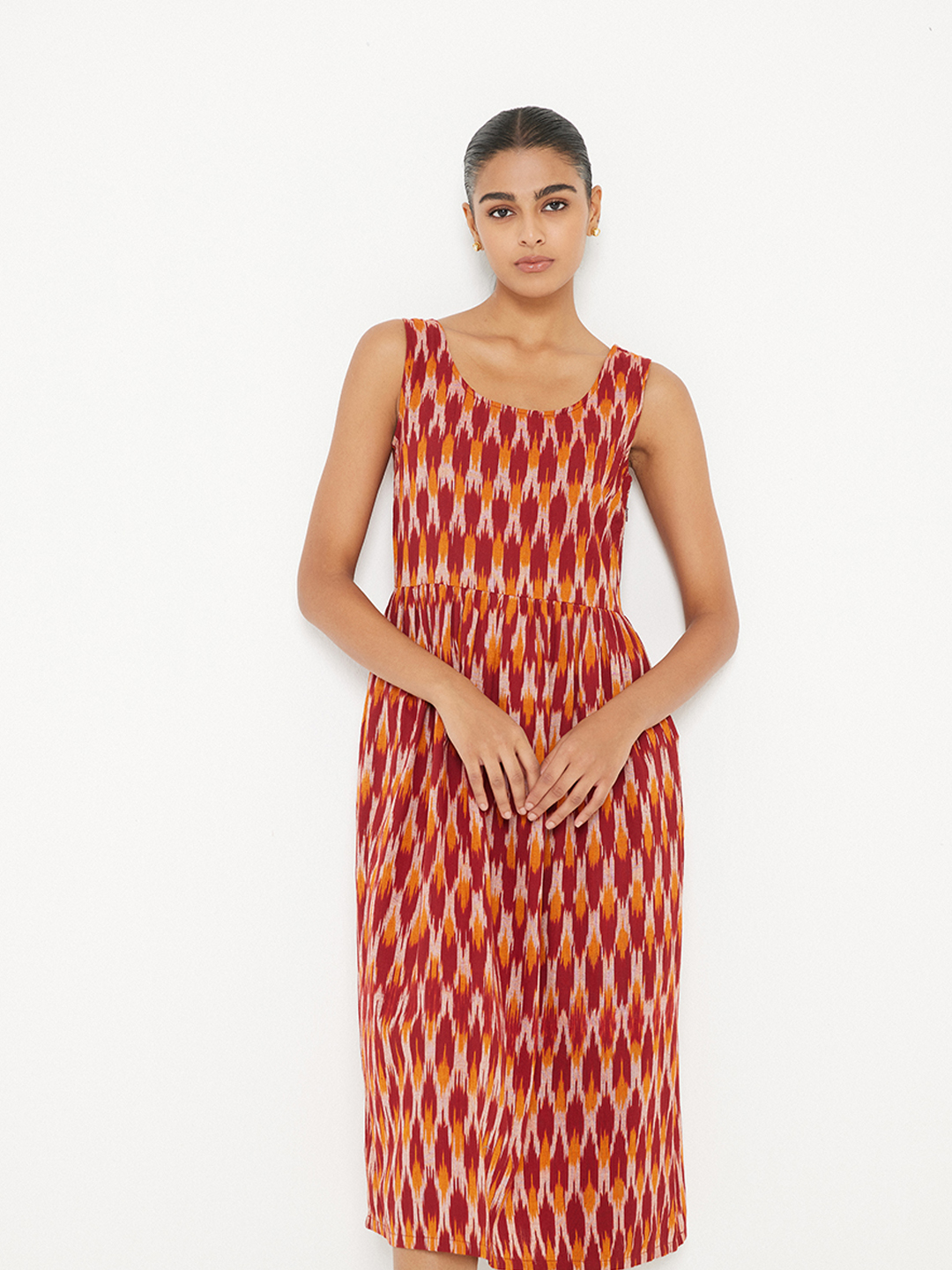 Buy Round Neck Sleeveless Ikat Dress | Latest Dresses for Women Online ...