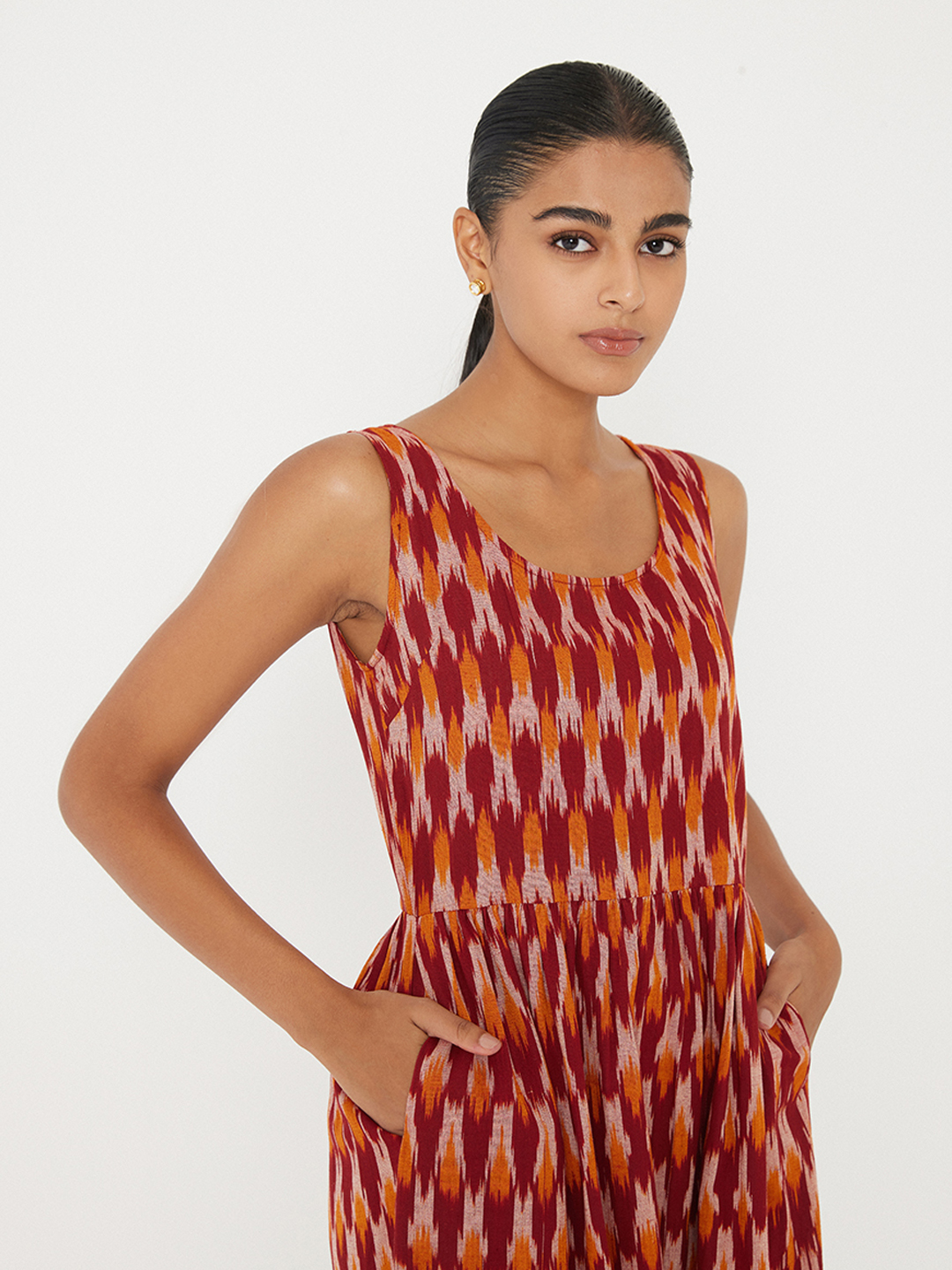 Buy Round Neck Sleeveless Ikat Dress | Latest Dresses for Women Online ...