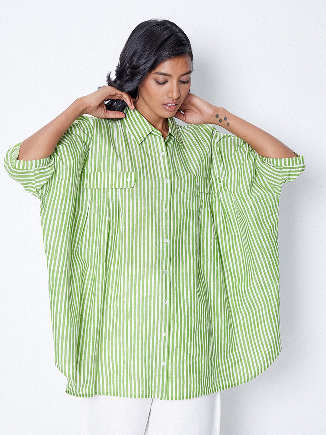 Buy Summer Fit Stripe Shirt | Ladies Kurta Online : Ancestry