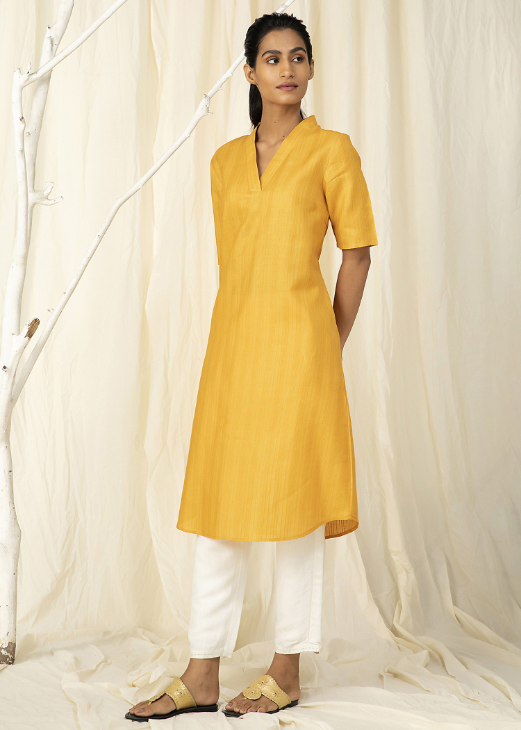 Buy Tussar Cotton Short Kurta | Ladies Kurta Online : Ancestry