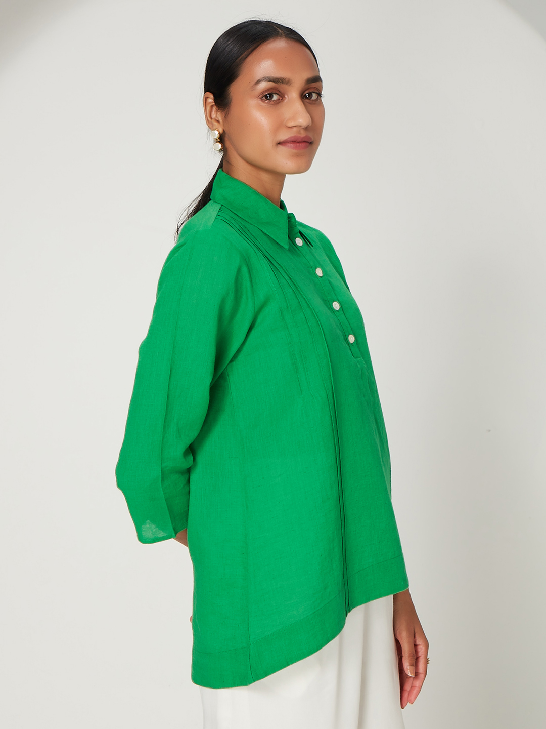 Shop Green Collar Shirt Top | latest tops by Ancestry