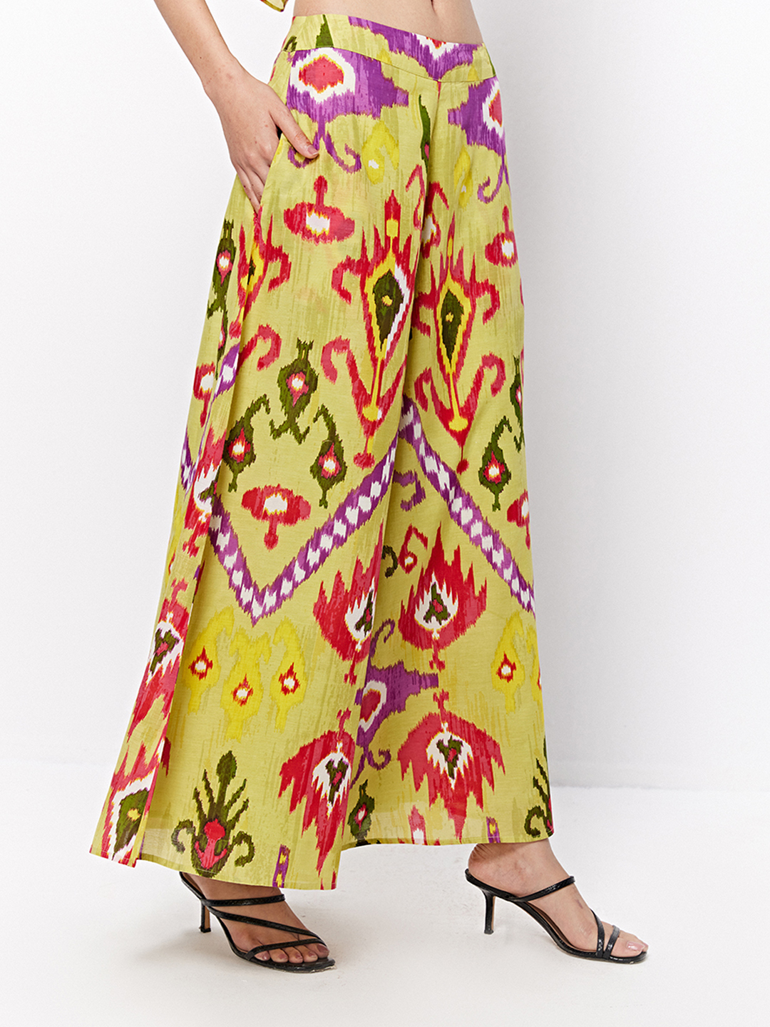 Ikat Printed Flared Trousers